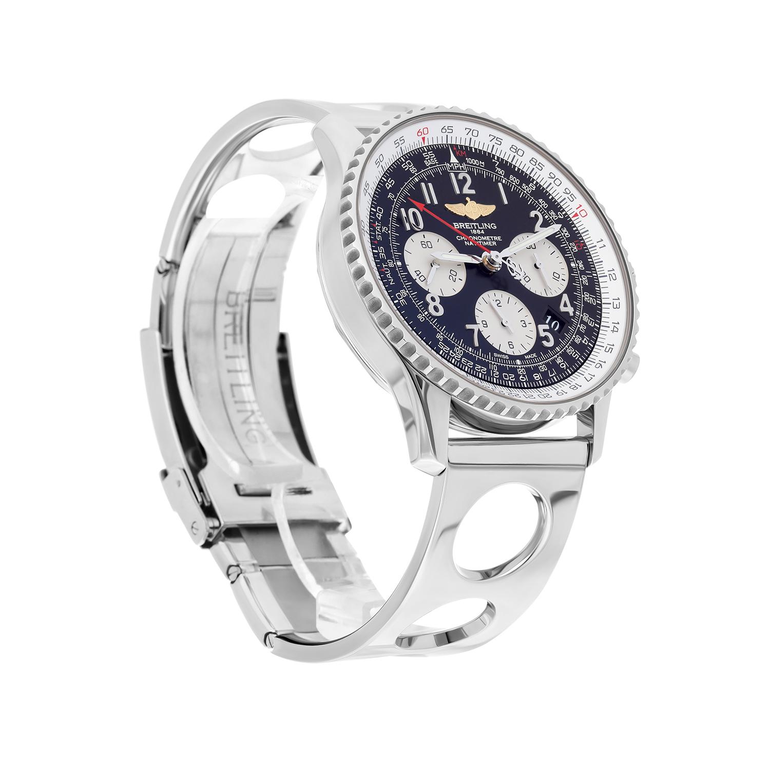 Bracelet de course aérienne Breitling, chronographe Navitimer AB0120 en acier inoxydable 42 mm Pour hommes en vente