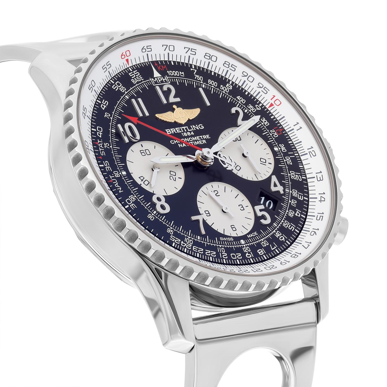 Bracelet de course aérienne Breitling, chronographe Navitimer AB0120 en acier inoxydable 42 mm en vente 1