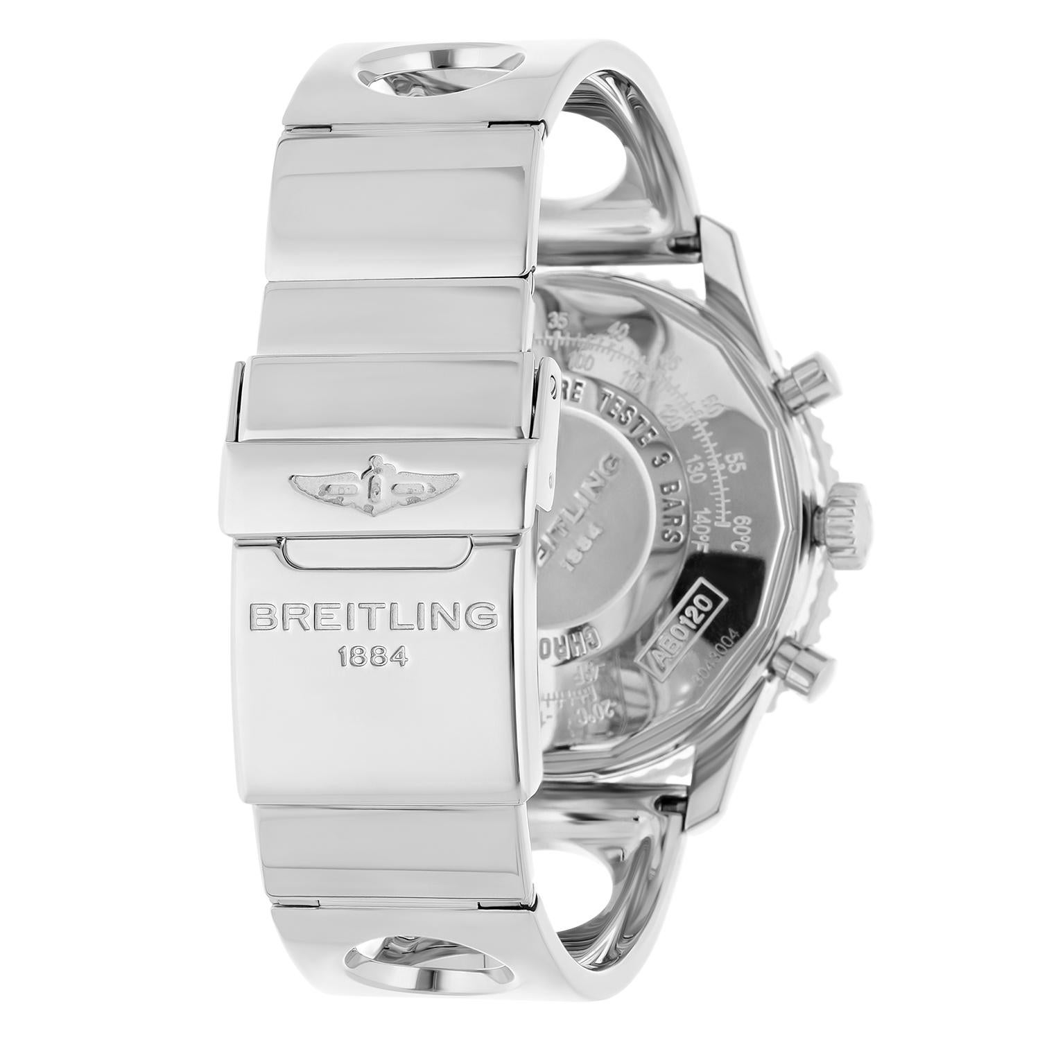 Bracelet de course aérienne Breitling, chronographe Navitimer AB0120 en acier inoxydable 42 mm en vente 3