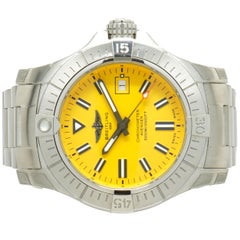 Breitling Edelstahl Avenger Seawolf Gelbes Zifferblatt 45