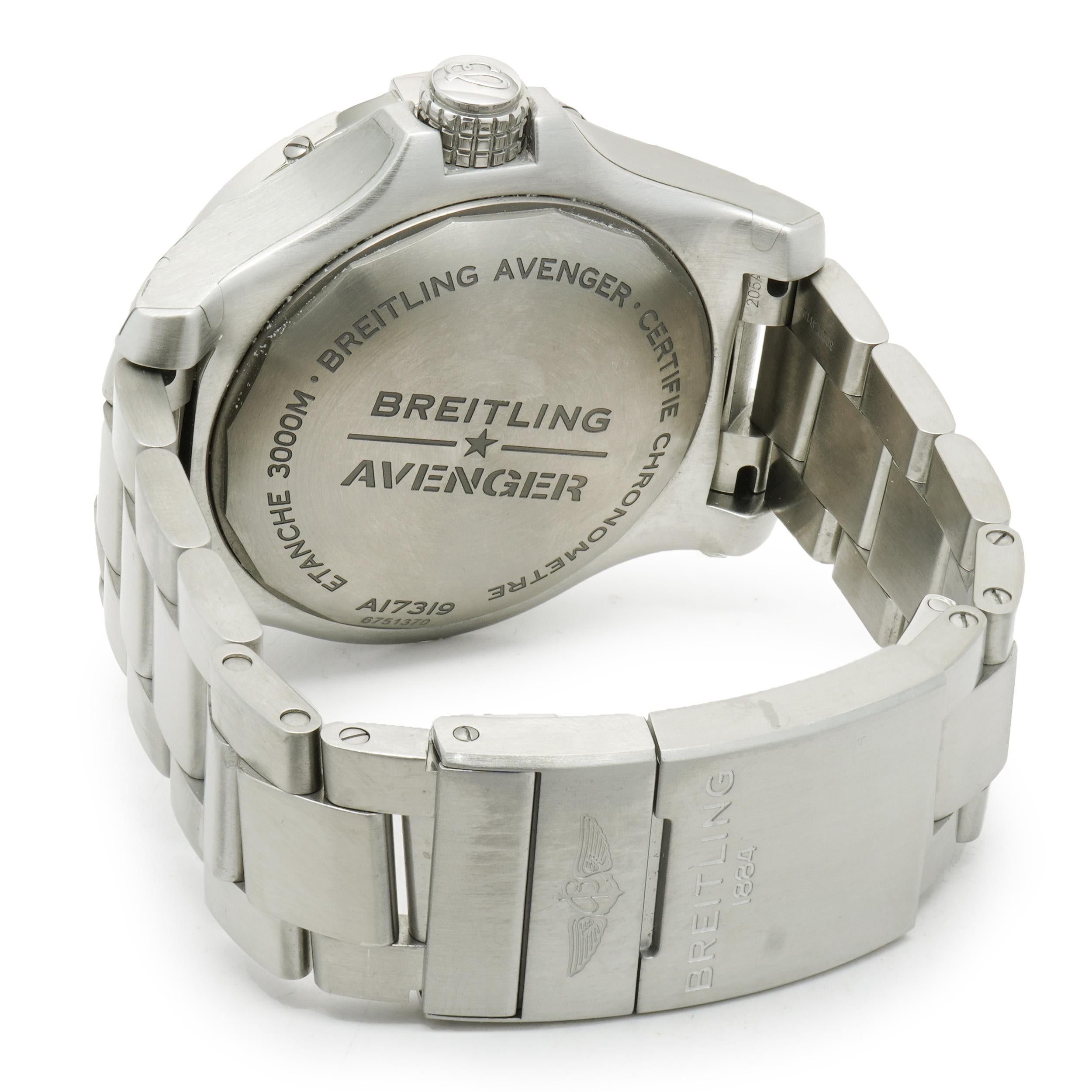 Breitling Stainless Steel Avenger Seawolf Yellow Dial 45 In Excellent Condition For Sale In Scottsdale, AZ
