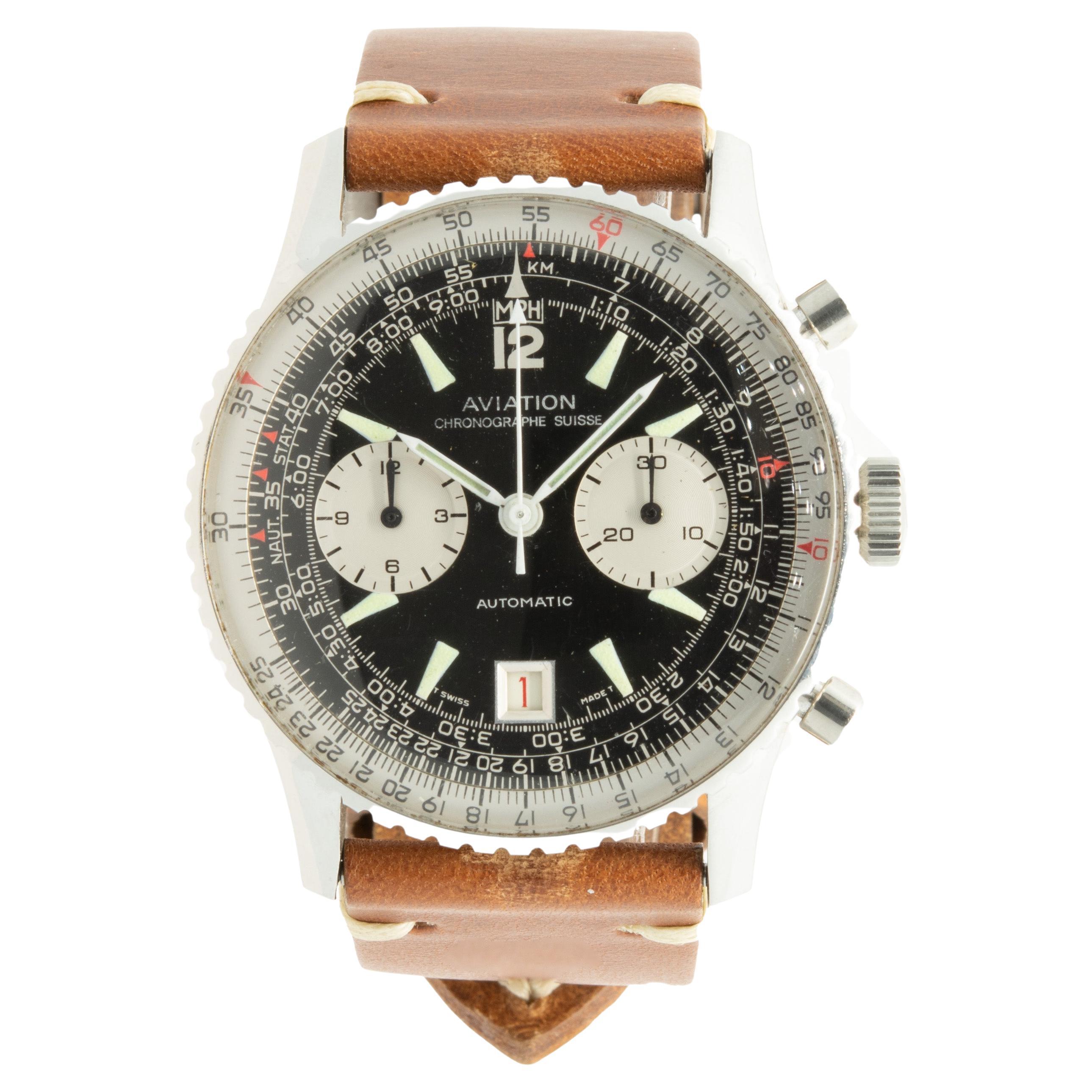 Breitling Stainless Steel Aviation Chronograph For Sale