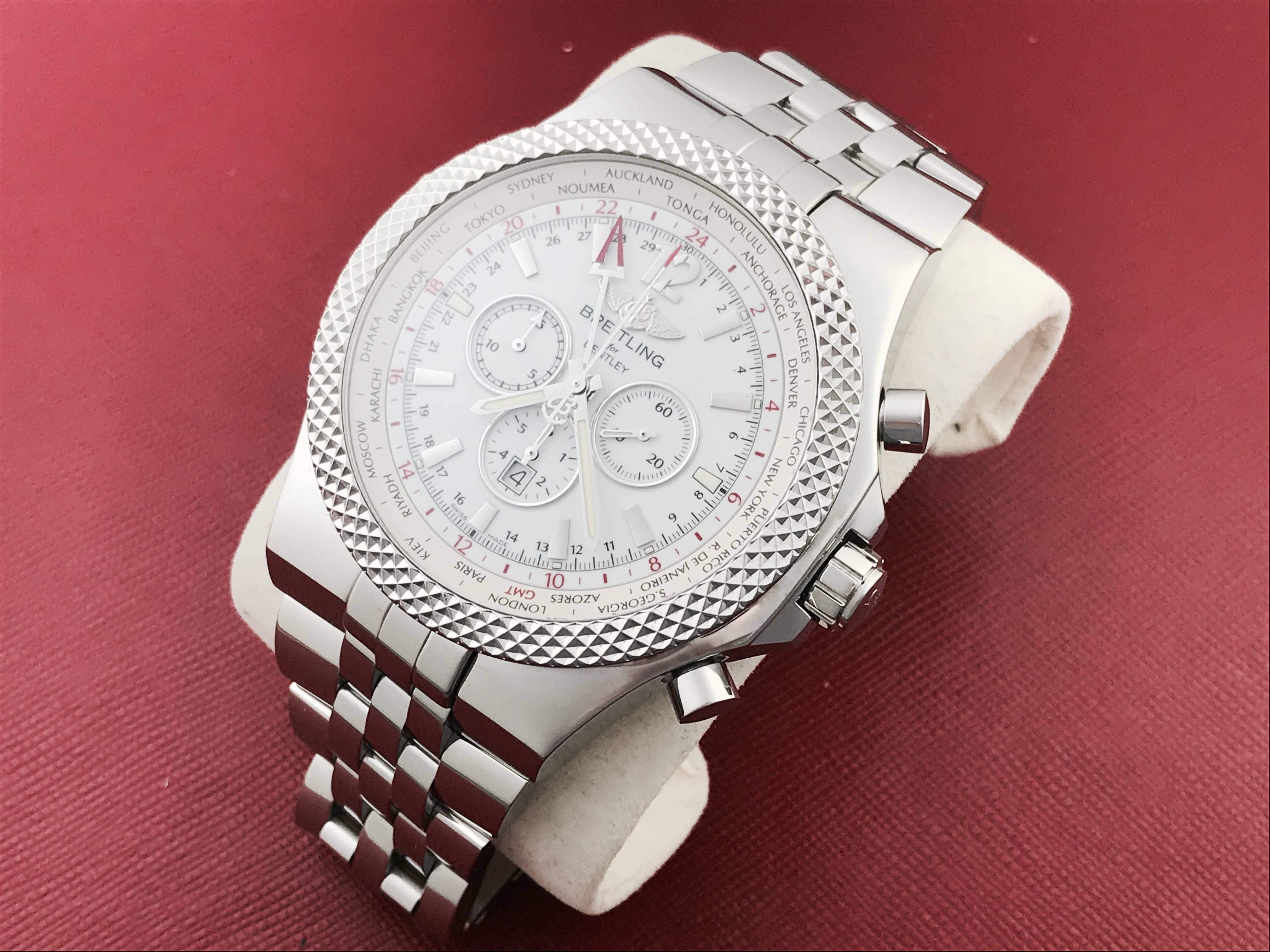 Contemporary Breitling Stainless Steel Bentley GMT Special Edition Automatic Wristwatch