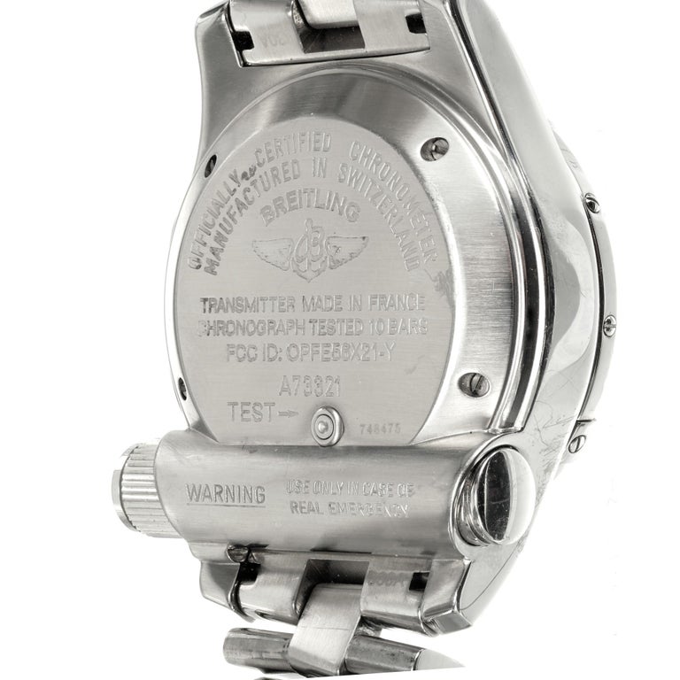 Breitling Stainless Steel Chronograph Date Emergency Beacon Wristwatch