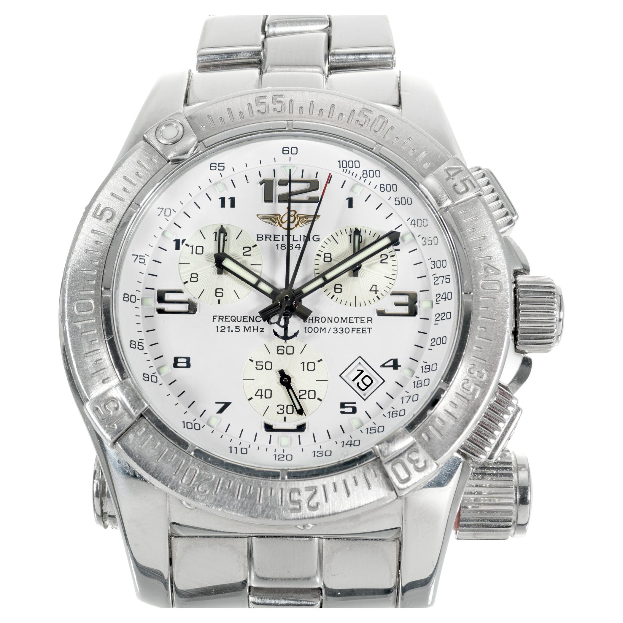 Breitling Stainless Steel Chronograph Date Emergency Beacon Wristwatch