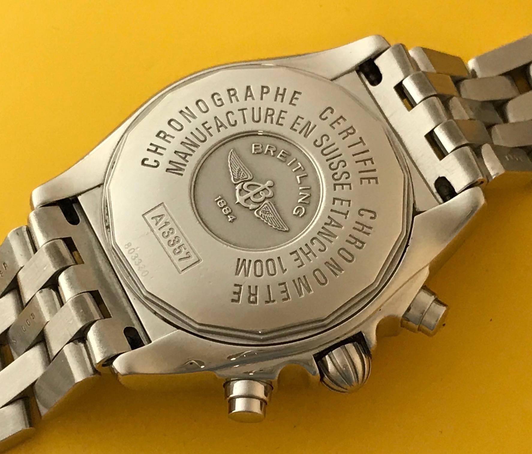 Breitling Stainless Steel Diamond Chrono-Cockpit Automatic Wristwatch   1
