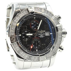 Breitling Stainless Steel Diamond Super Avenger Factory automatic Wristwatch