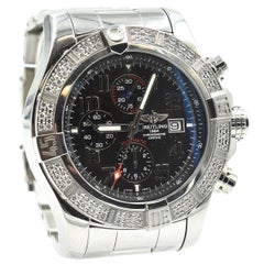 Breitling Stainless Steel Diamond Super Avenger Factory automatic Wristwatch  