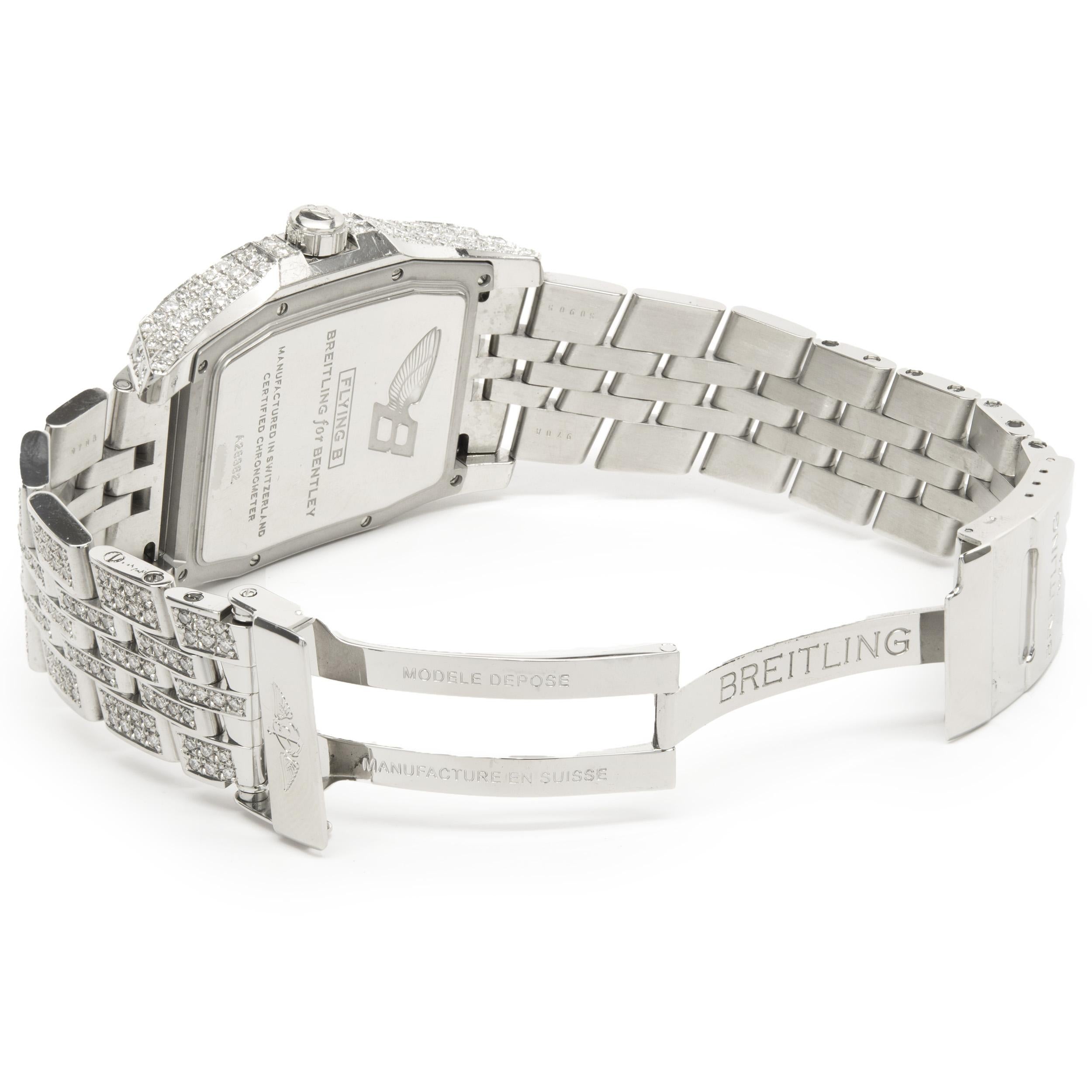 Breitling Stainless Steel Factory Set Diamond Flying B In Excellent Condition In Scottsdale, AZ