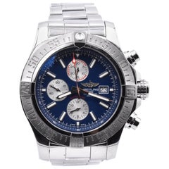 Breitling Stainless Steel Super Avenger Blue Dial Watch Ref. A13371