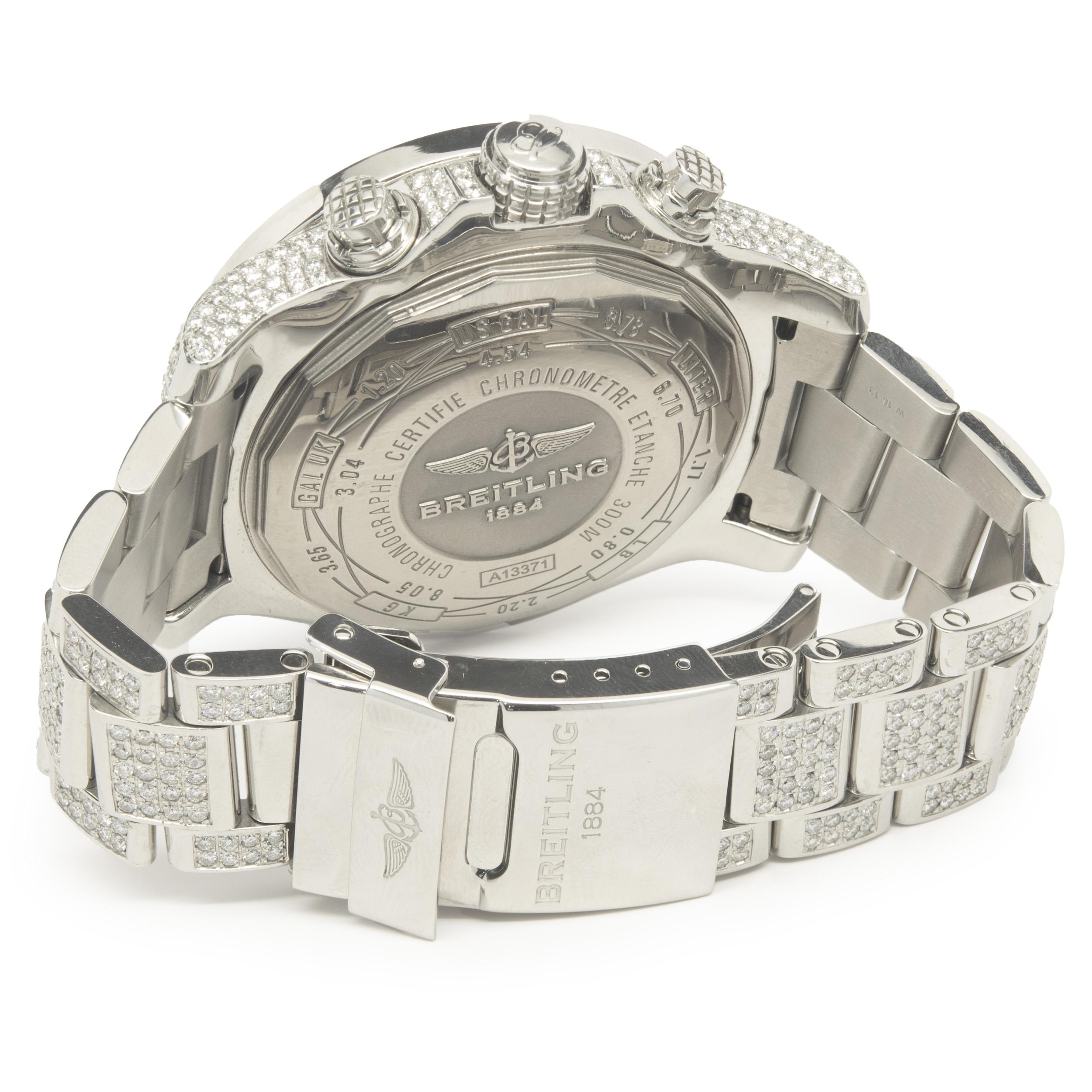 Round Cut Breitling Stainless Steel Super Avenger with Custom Set Diamonds