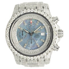 Super Avenger Breitling en acier inoxydable avec diamants sertis sur-mesure