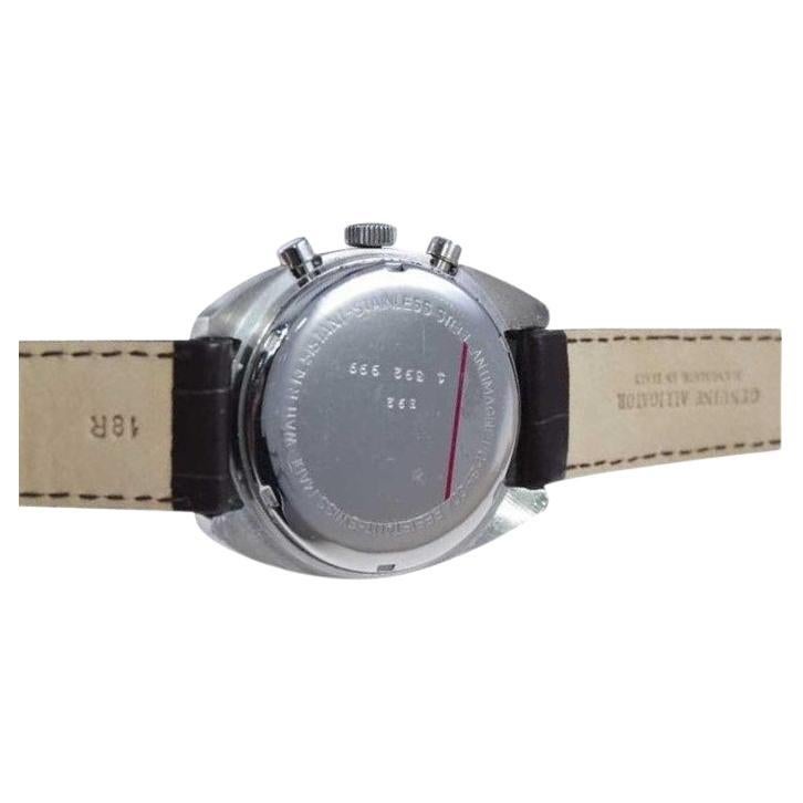 Breitling Stainless Steel Tonneau Shape Chronograph Watch For Sale 4