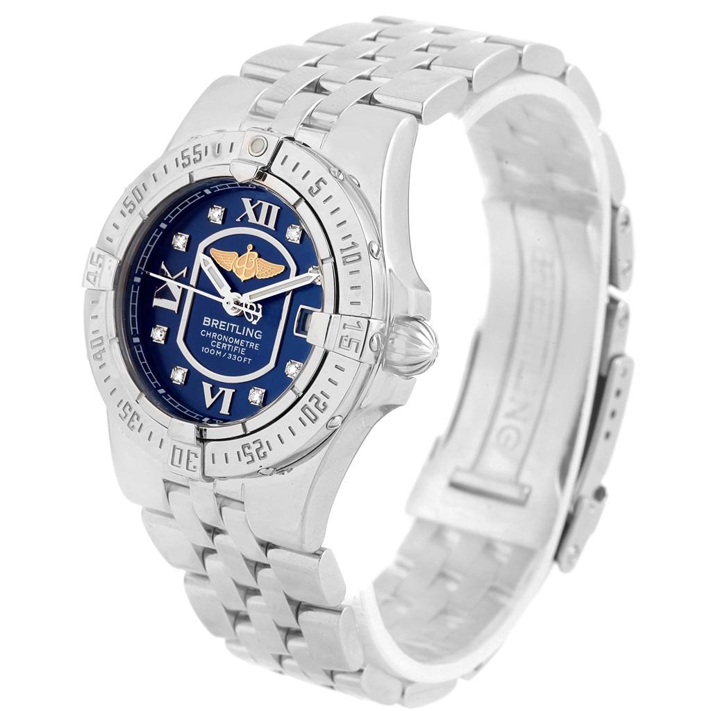 Women's Breitling Starliner Blue Diamond Dial Steel Ladies Watch A71340