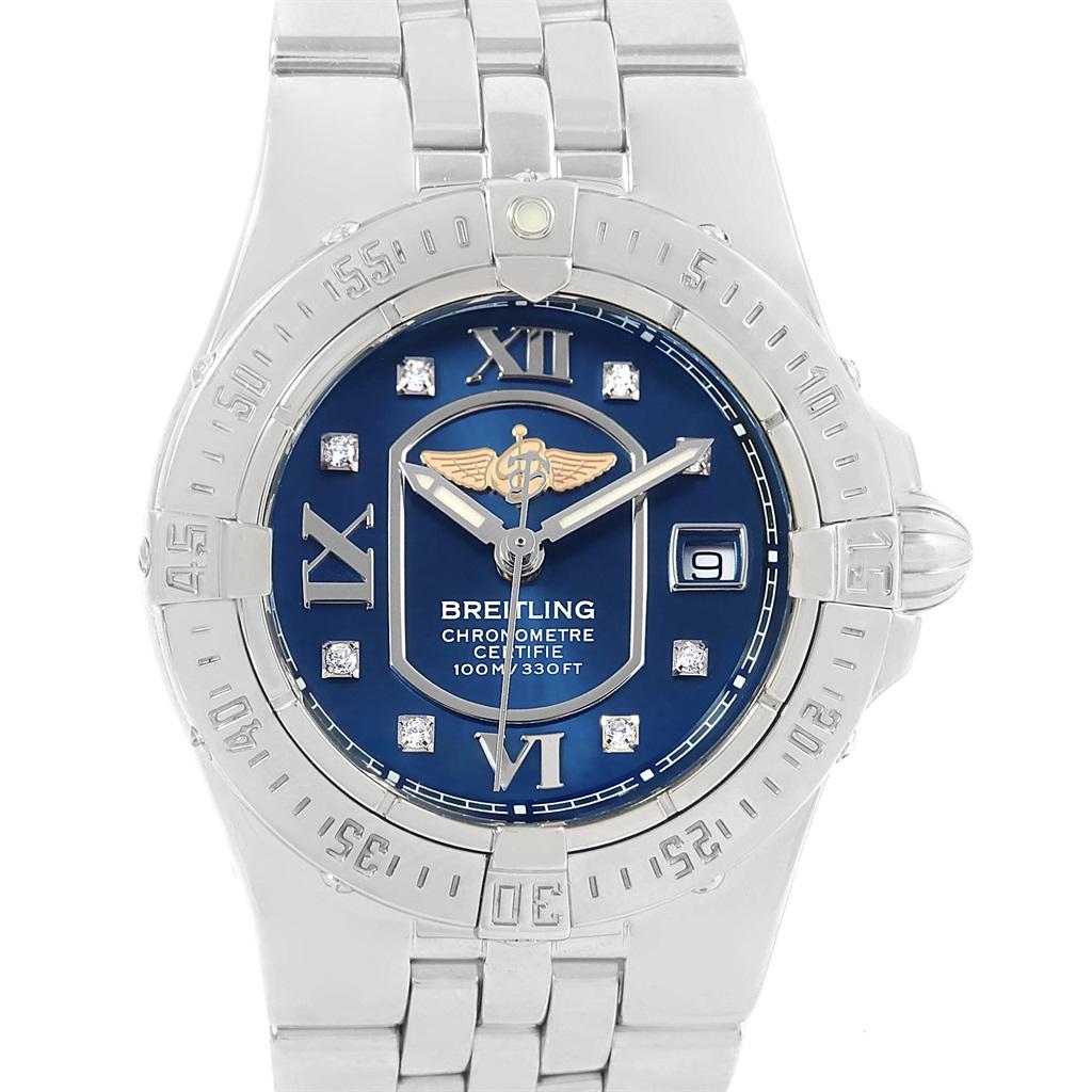 Breitling Starliner Blue Diamond Dial Steel Ladies Watch A71340