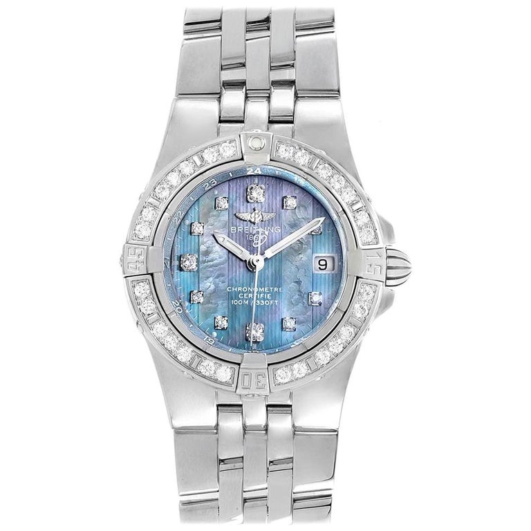 Breitling Starliner Blue Mother of Pearl Diamond Ladies Watch A71340 at  1stDibs | chanel a71340, a71340 chanel, breitling mother of pearl face