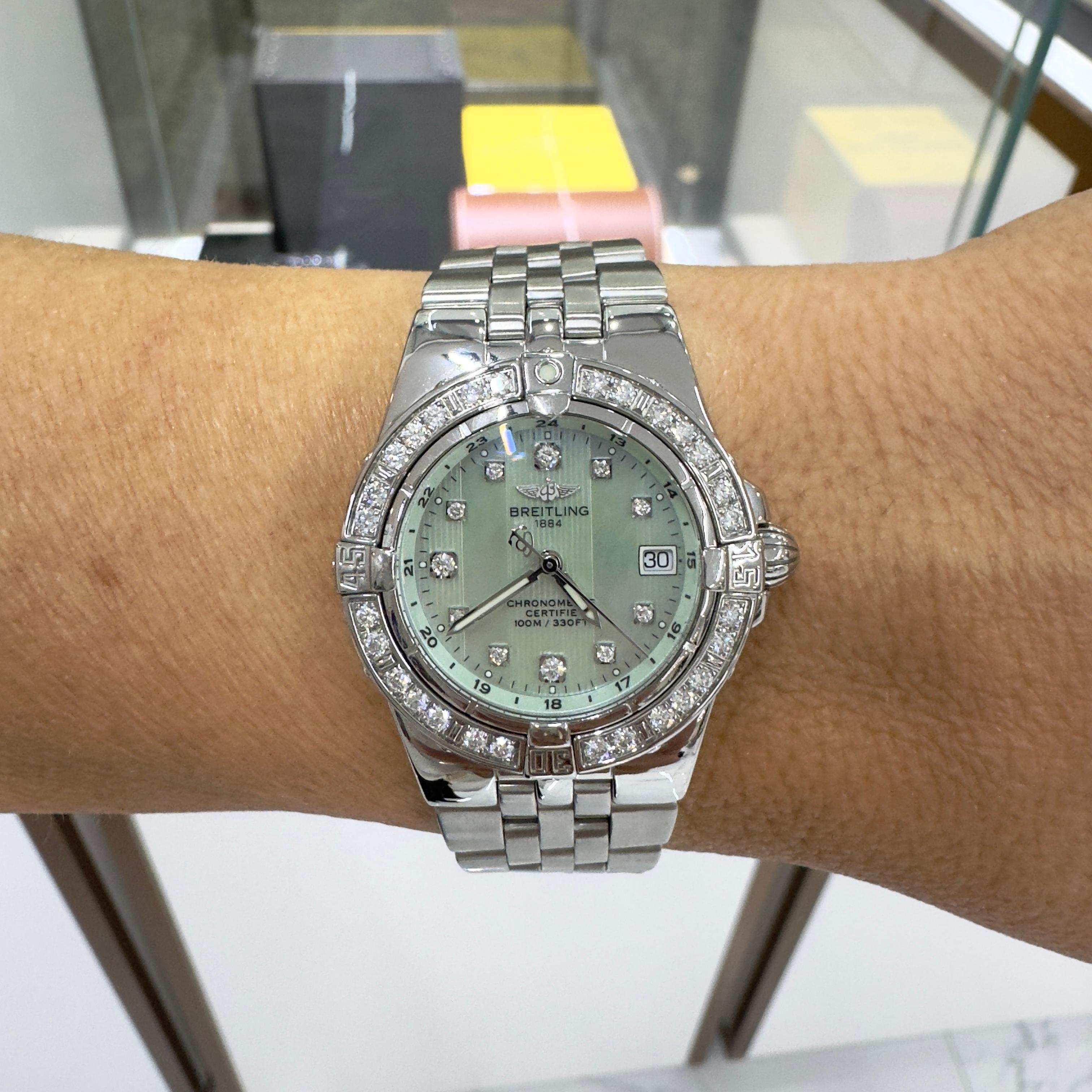 Orologio Breitling Starliner Chronometre 30MM A71340 Mop Diamond Bezel Steele in vendita 4