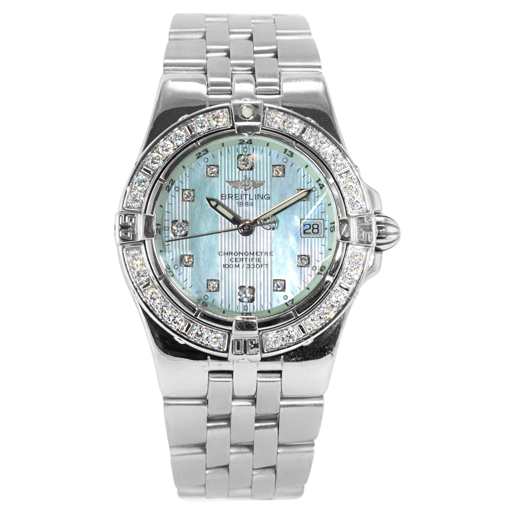 Orologio Breitling Starliner Chronometre 30MM A71340 Mop Diamond Bezel Steele in vendita