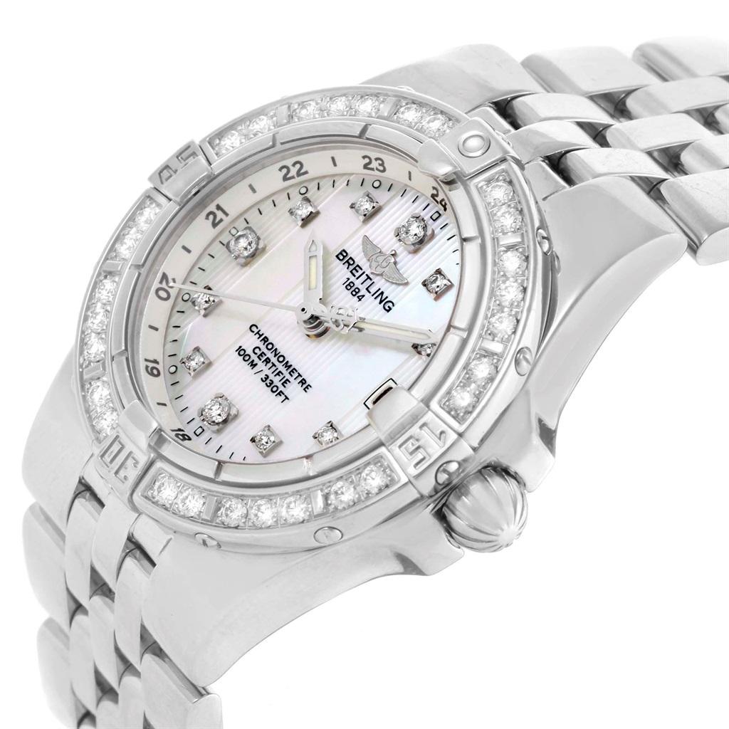 Breitling Starliner Mother of Pearl Diamond Ladies Watch A71340 In Good Condition For Sale In Atlanta, GA