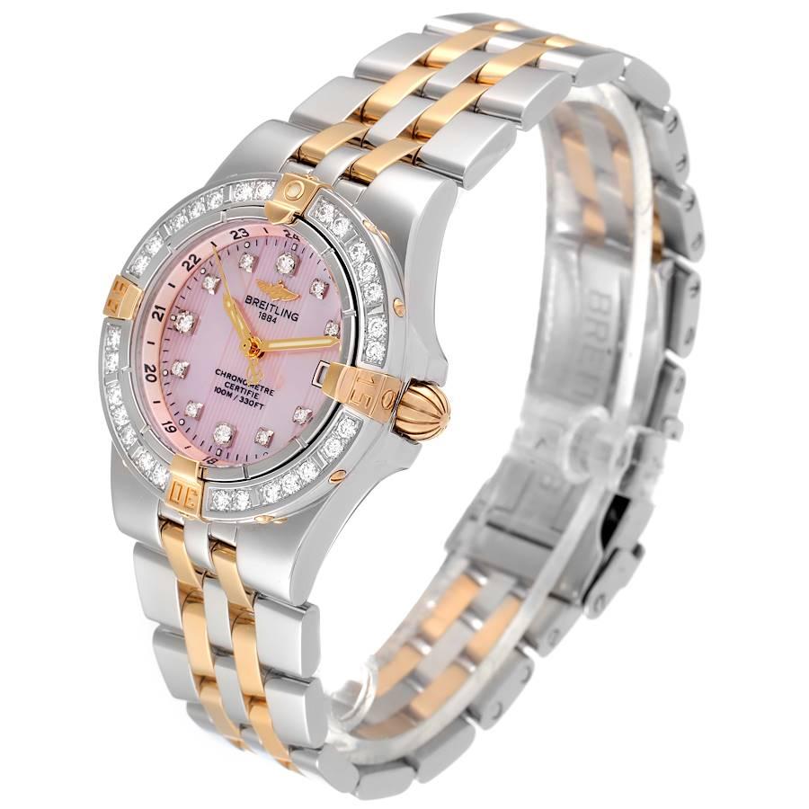 Breitling Starliner Stahl Gelbgold MOP Diamond Damenuhr B71340 Box Papiere im Zustand „Hervorragend“ im Angebot in Atlanta, GA