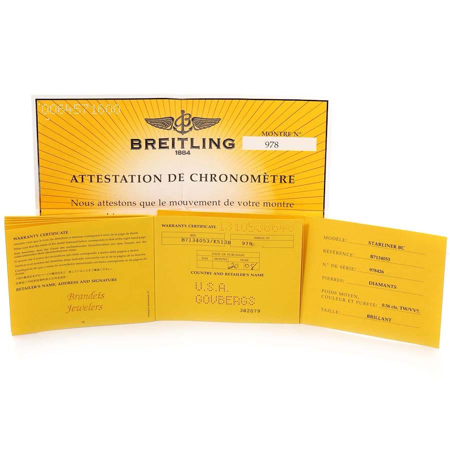 Breitling Starliner Stahl Gelbgold MOP Diamond Damenuhr B71340 Box Papiere im Angebot 5