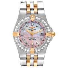 Breitling Starliner Steel Yellow Gold MOP Diamond Ladies Watch B71340 Box Papers