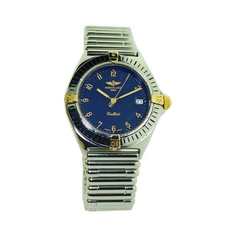 Breitling Steel and Gold Bracelet Watch, circa 1980s für Damen oder Herren
