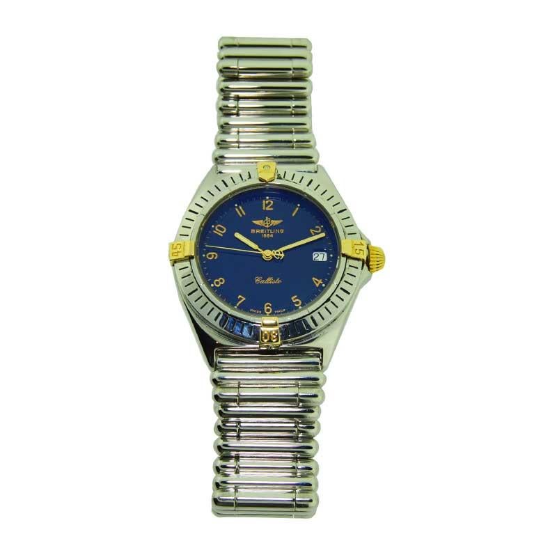 Breitling Steel and Gold Bracelet Watch, circa 1980s