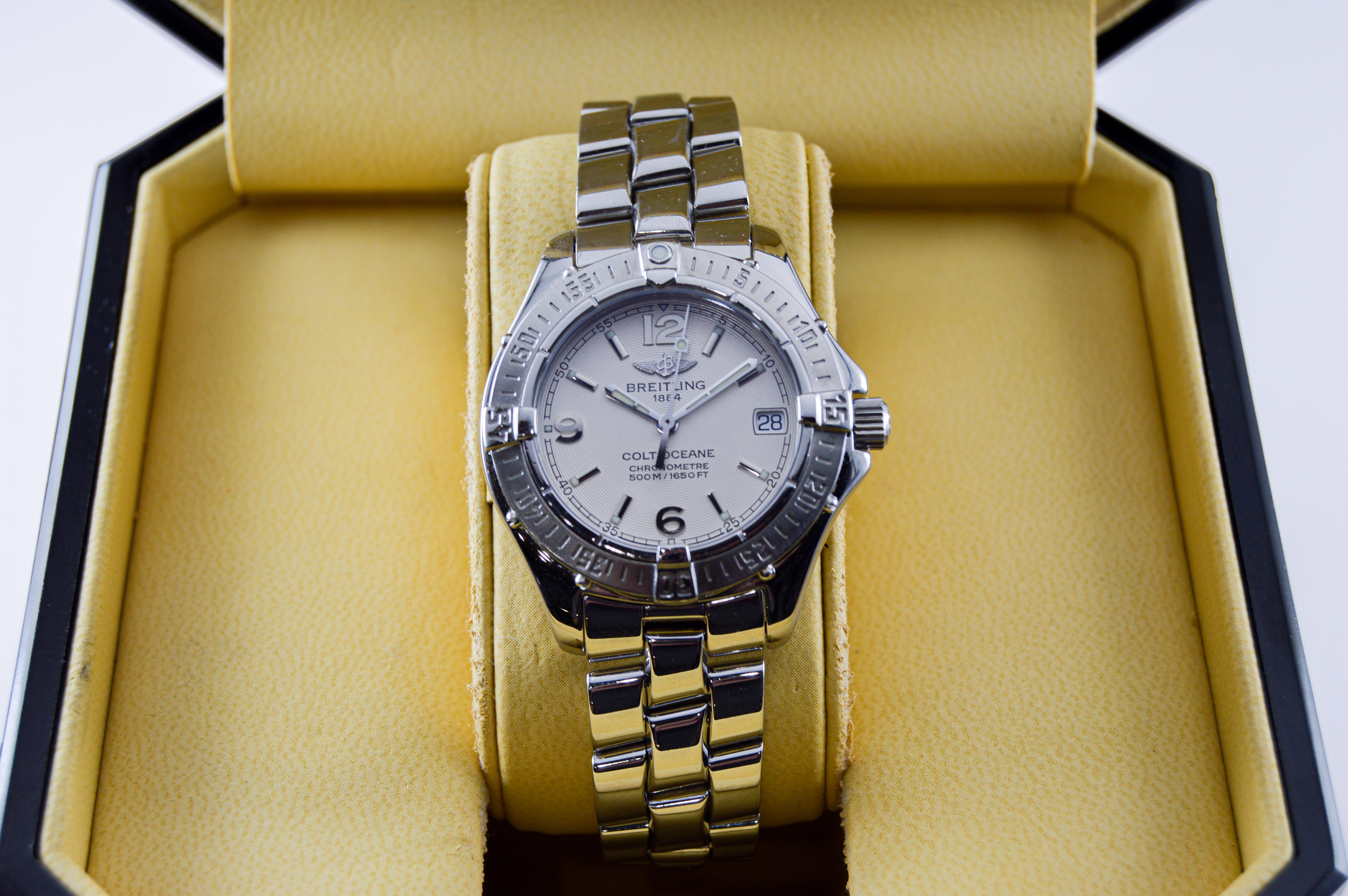 Breitling Stahl Damen Colt Oceane Quarzuhr circa 2003 in neuem Zustand (Moderne) im Angebot