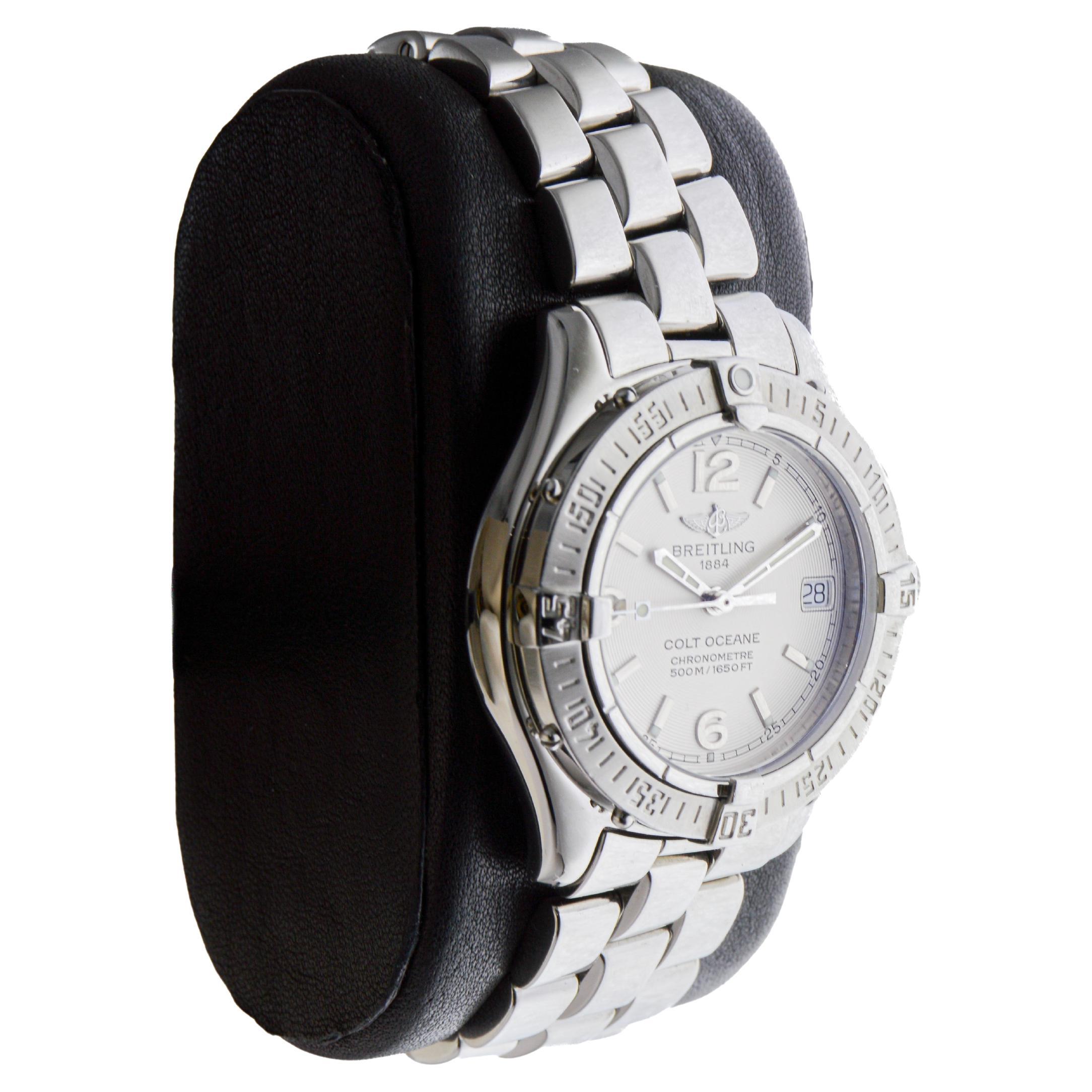 Breitling Stahl Damen Colt Oceane Quarzuhr circa 2003 in neuem Zustand im Zustand „Hervorragend“ im Angebot in Long Beach, CA
