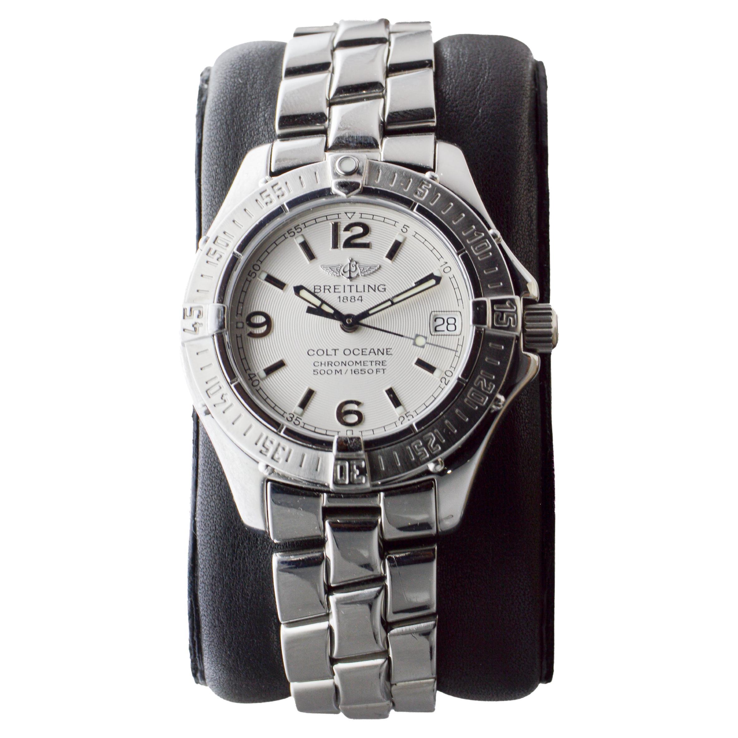 Breitling Stahl Damen Colt Oceane Quarzuhr circa 2003 in neuem Zustand im Angebot 3