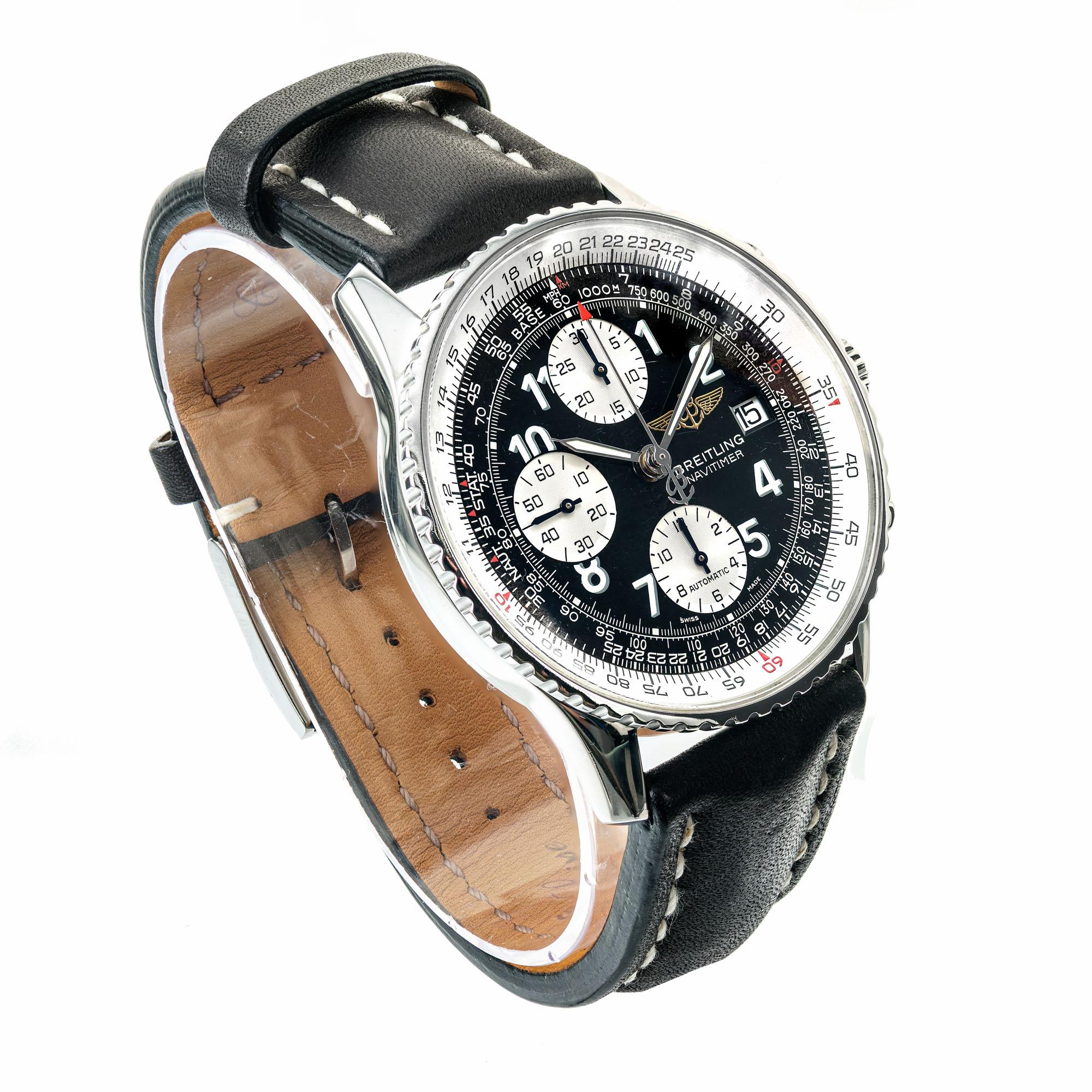 Montre-bracelet chronographe Breitling Steel Old Navitmer pour hommes Bon état - En vente à Stamford, CT