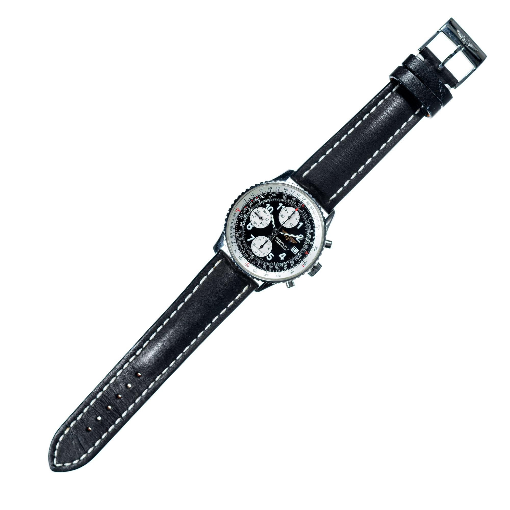 Men's Breitling Steel Old Navitmer Mens Chronograph Wristwatch For Sale