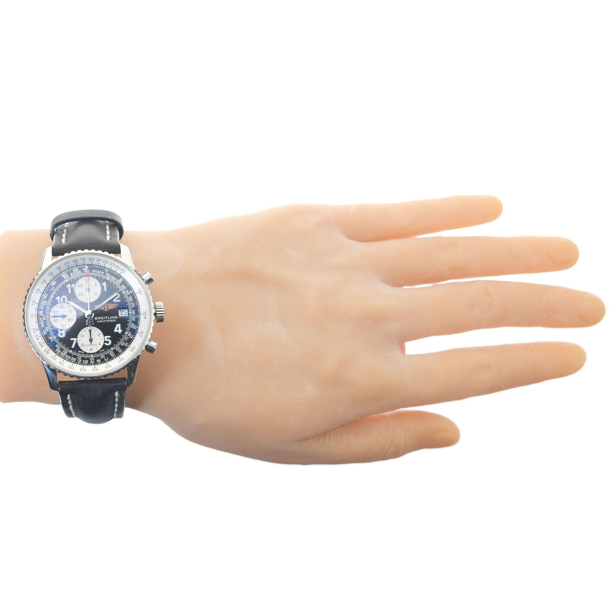 Montre-bracelet chronographe Breitling Steel Old Navitmer pour hommes en vente 5