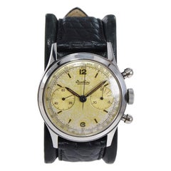 Breitling Steel Round Button Chronograph with Original Dial, circa 1950s