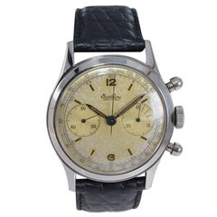 Breitling Steel Round Button Chronograph with Original Dial, circa 1950s