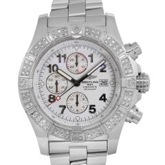 Breitling Super Avenger Custom Diamond Steel White Dial Men Watch A13370