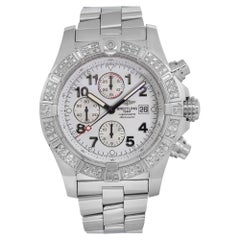 Breitling Super Avenger Custom Diamond Steel White Dial Men Watch A13370