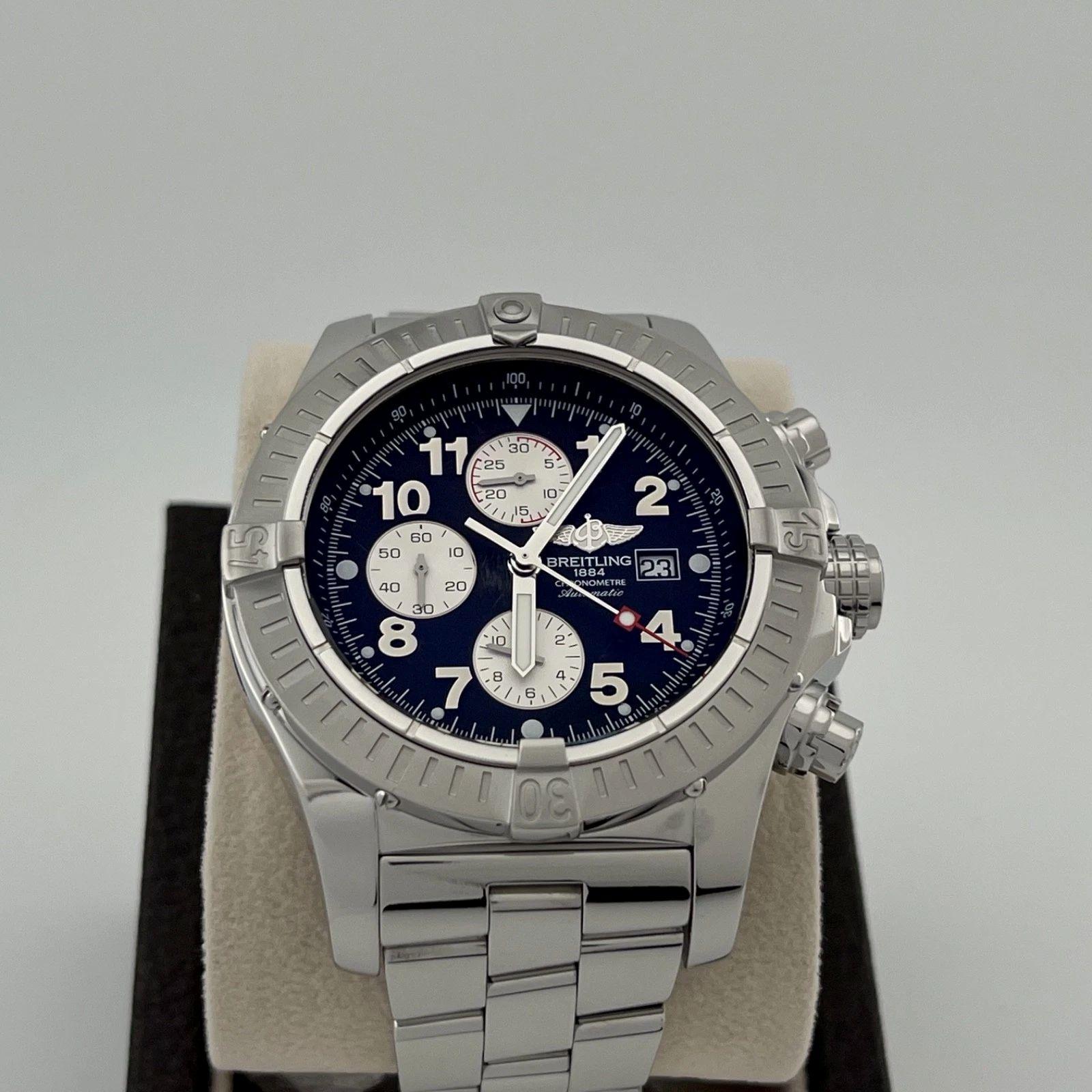 Breitling Super Avenger A13370 48mm Cronógrafo Esfera Negra Acero Inoxidable en venta 3