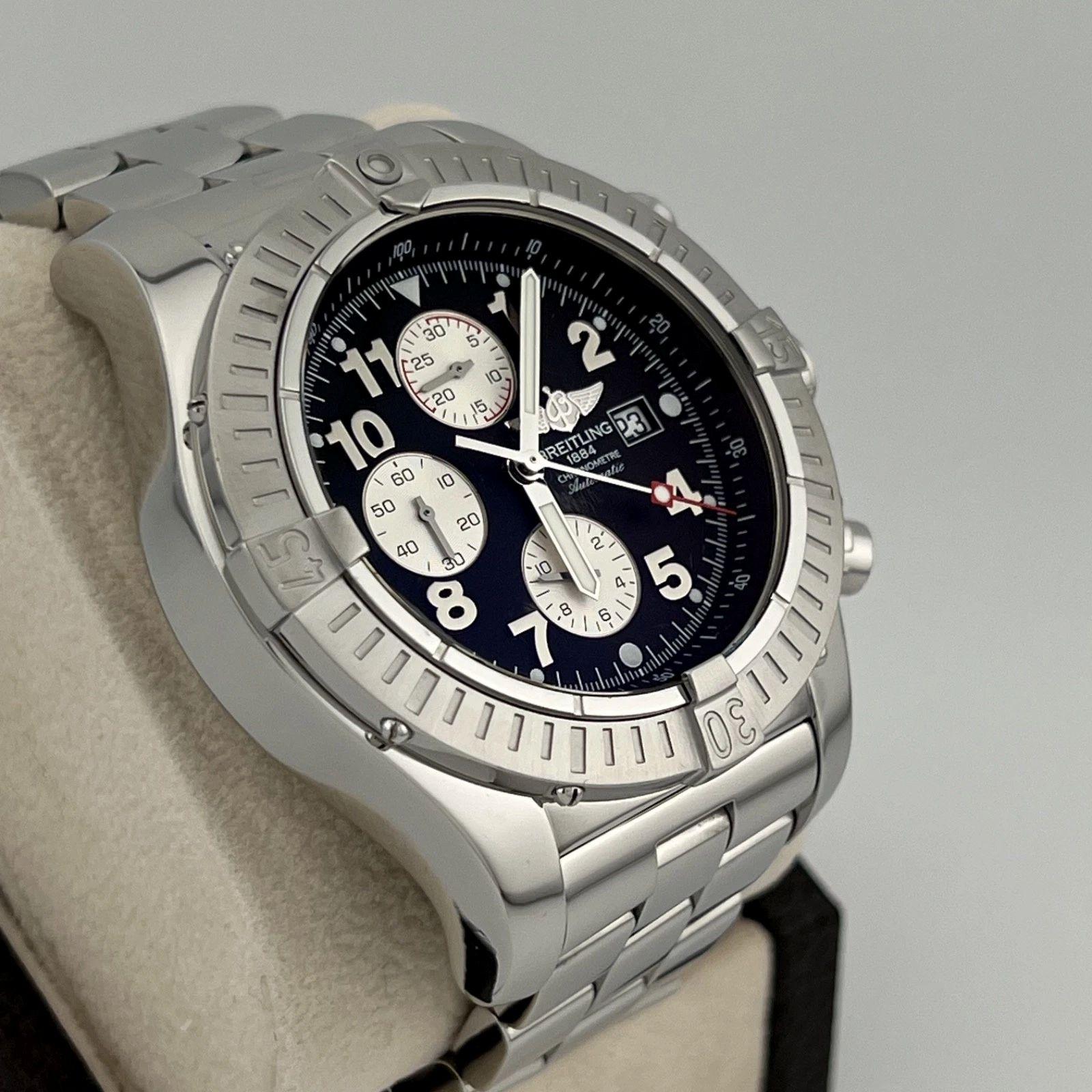 Breitling Super Avenger A13370 48mm Cronógrafo Esfera Negra Acero Inoxidable en venta 4