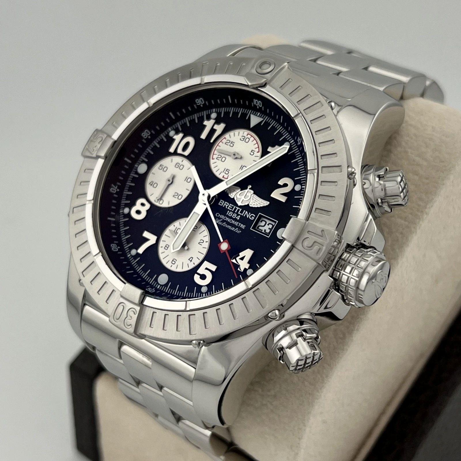 Breitling Super Avenger A13370 48mm Cronógrafo Esfera Negra Acero Inoxidable en venta 5