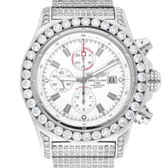 Breitling Super Avenger A13370 48mm Stainless Steel Custom Diamond Watch