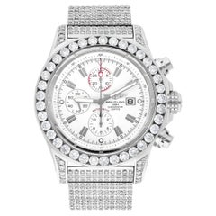 Breitling Super Avenger A13370 48mm Stainless Steel Custom Diamond Watch