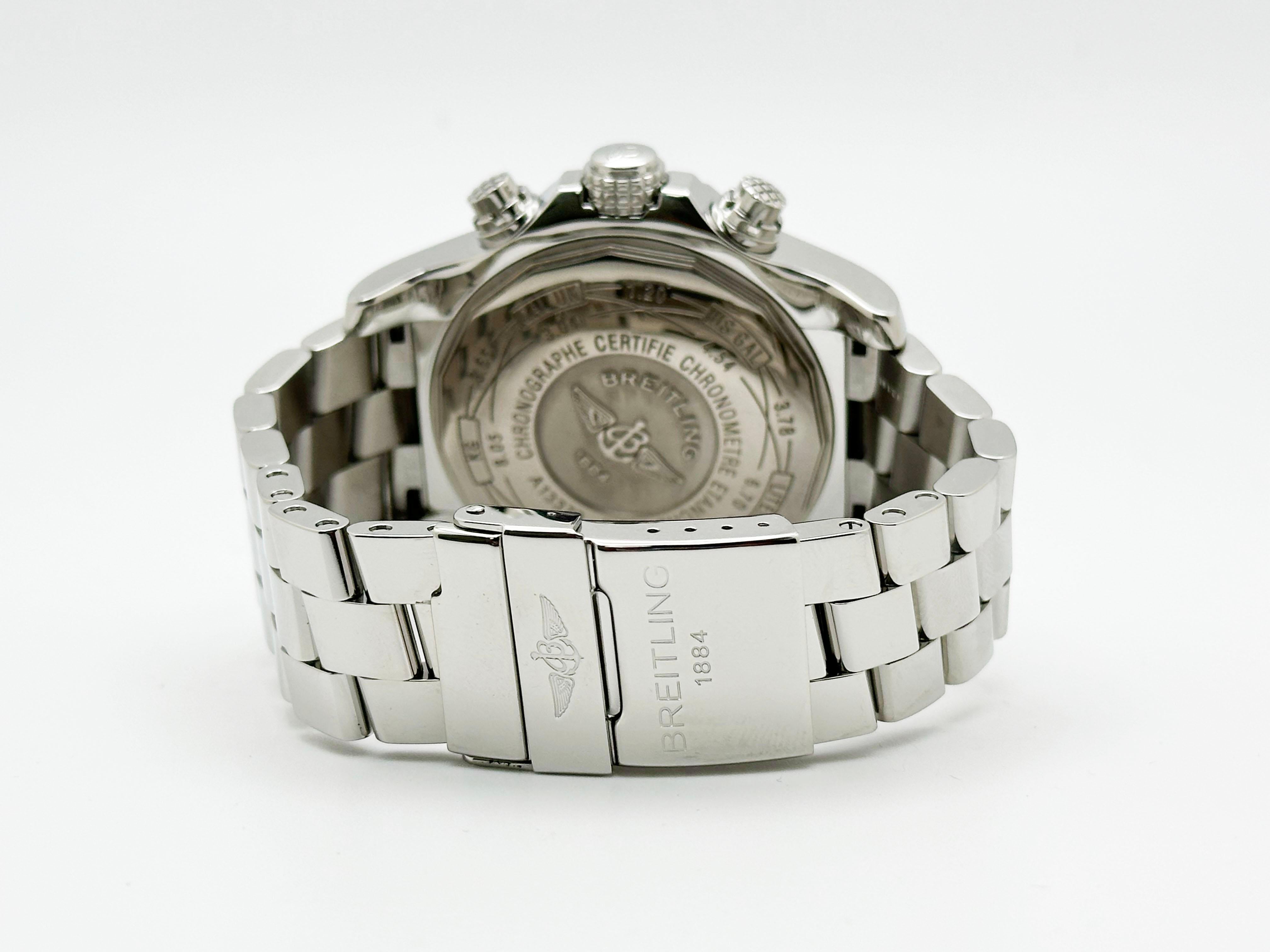 Breitling Super Avenger A13370 Quadrante Nero Acciaio Inox Carta 48mm in vendita 1