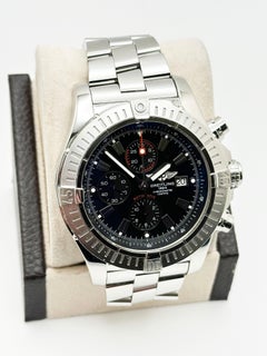 Breitling Super Avenger A13370 Schwarzes Zifferblatt Edelstahl Box Papier 48mm