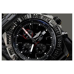 Breitling Super Avenger A13370 PVD/DLC enduite de diamants véritables noirs sur un chaton