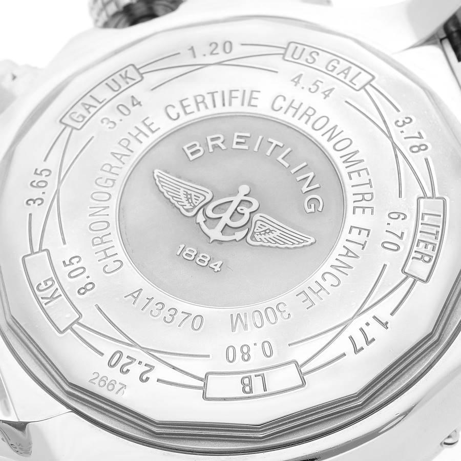 Men's Breitling Super Avenger Black Dial Chronograph Steel Mens Watch A13370 Box Card For Sale