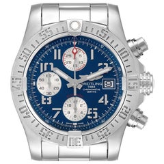 Breitling Super Avenger Blue Dial Chronograph Mens Watch A13381 Box Card