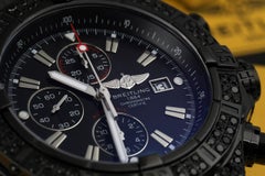 Breitling Super Avenger Chrono A13370 PVD/DLC enduit de diamants véritables noirs