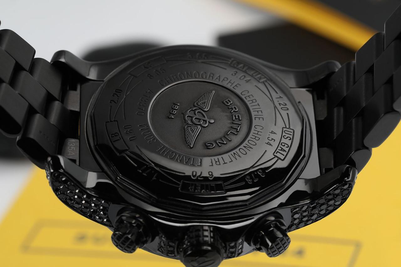 Breitling Super Avenger Chrono A13370 PVD/DLC enduit de diamants véritables noirs Pour hommes en vente